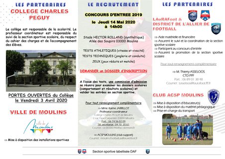Rentrée 2020 section sportive Charles Péguy
